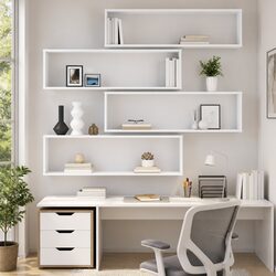 White Engineered Wall Cube Shelves Set of 4