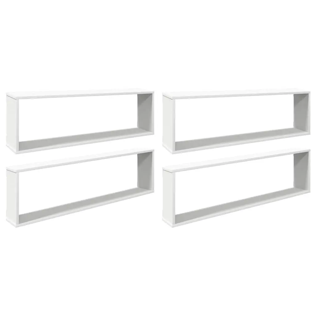 White Engineered Wall Cube Shelves Set of 4