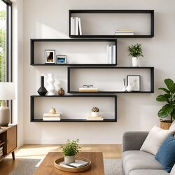 High Gloss Grey Wall Cube Shelves - Set of 4