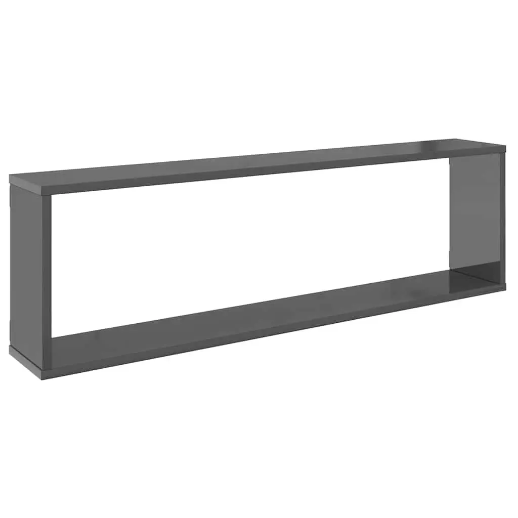 Wall Cube Shelves High Gloss Grey 100 x 15 x 30 cm Engineered Wood 4 Piece