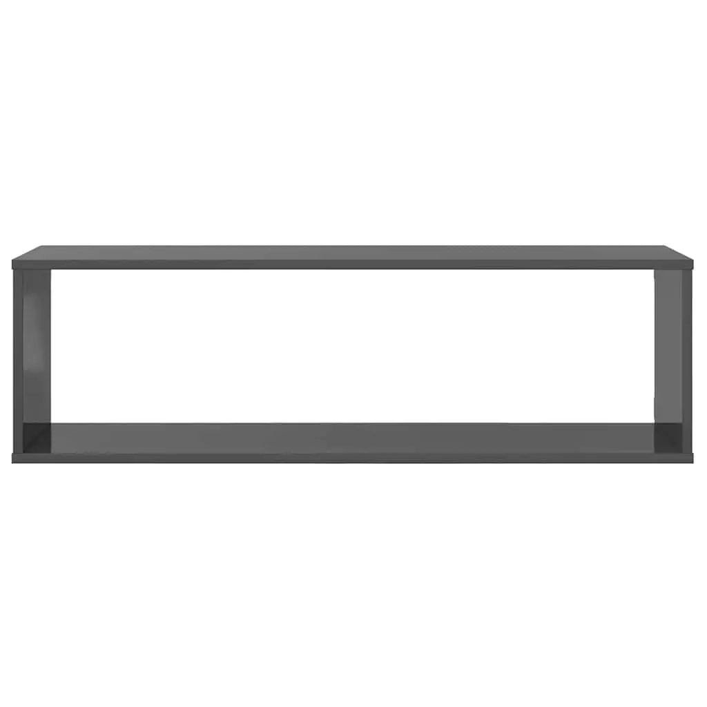 Wall Cube Shelves High Gloss Grey 100 x 15 x 30 cm Engineered Wood 4 Piece