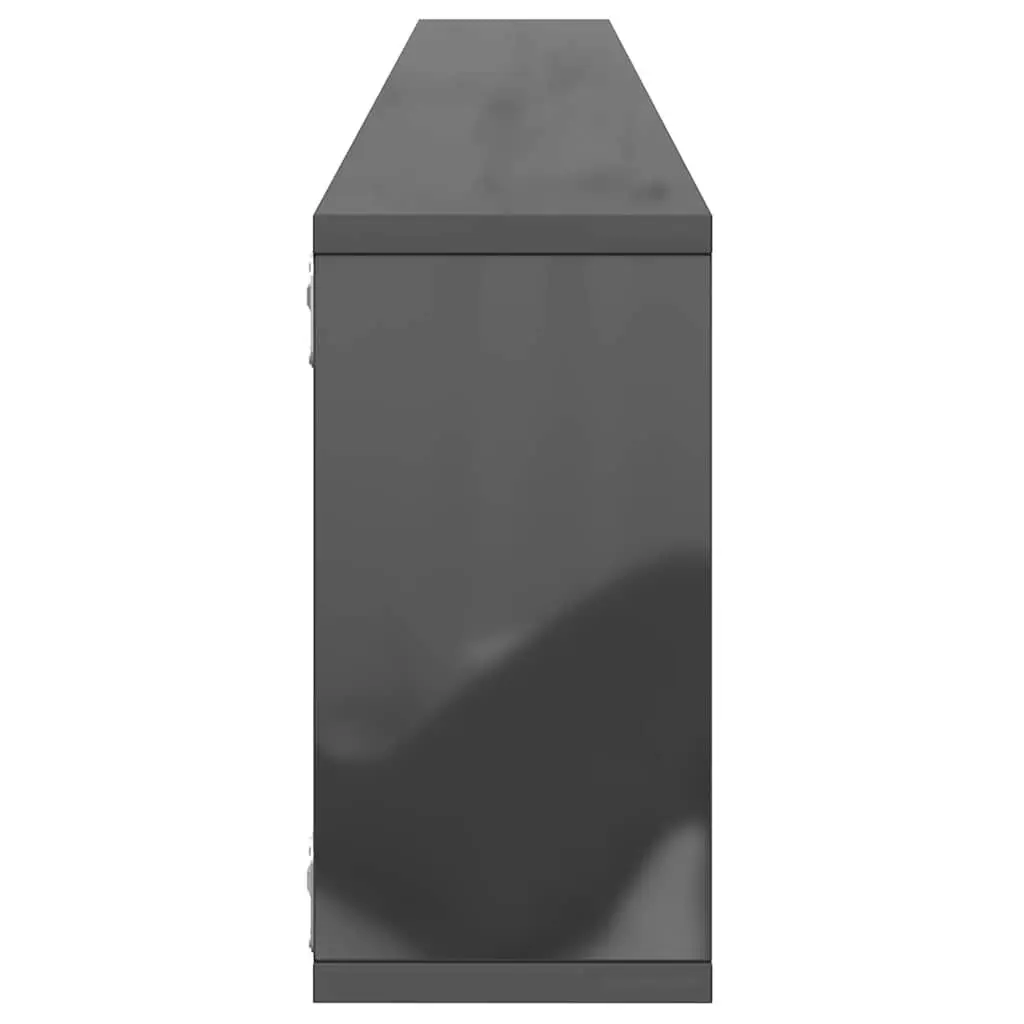Wall Cube Shelves High Gloss Grey 100 x 15 x 30 cm Engineered Wood 4 Piece