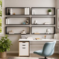 Grey Floating Cube Shelves Set of 6 for Display