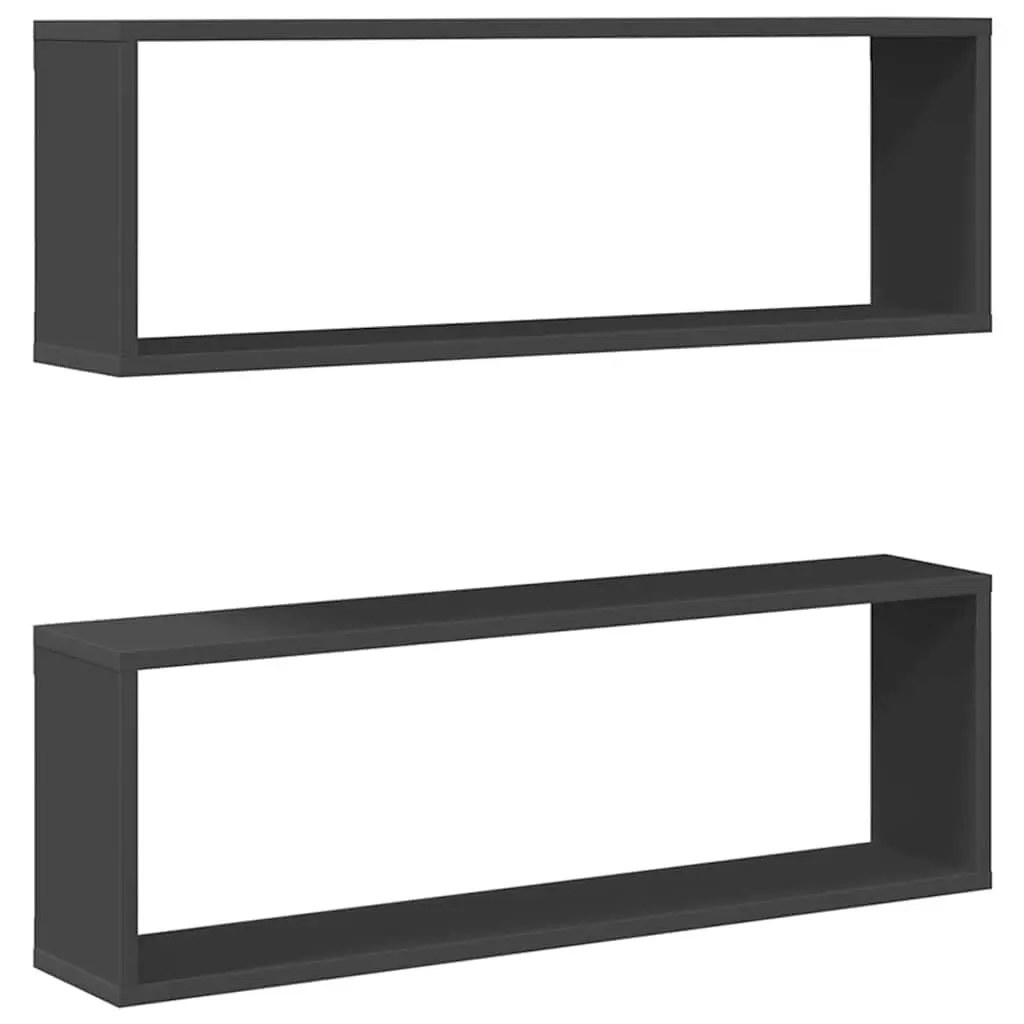Wall Cube Shelves Grey 80x15x26.5 cm Display Storage Floating Shelving 2 Piece