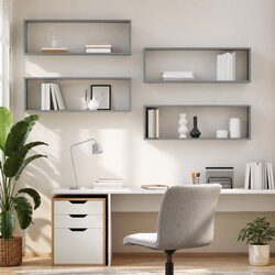 Grey Wall Cube Shelves Set of 4 for Stylish Storage