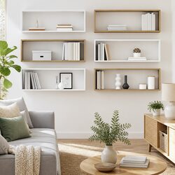 6-Piece Wall Cube Shelves Set in White Sonoma Oak