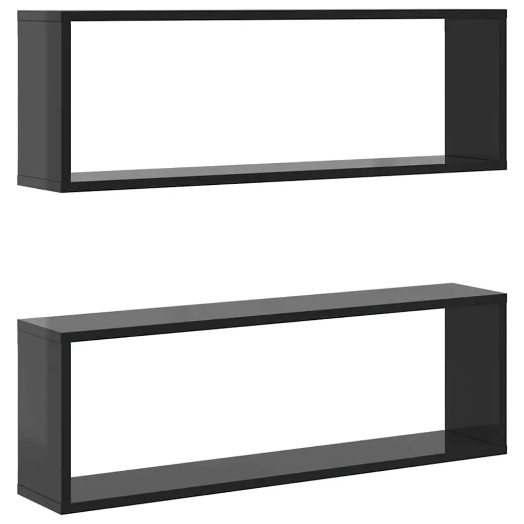 Wall Cube Shelves Grey 80 x 15 x 26.5 cm Engineered Wood 2 Piece Display Storage Floating Shelving Unit Home Decor