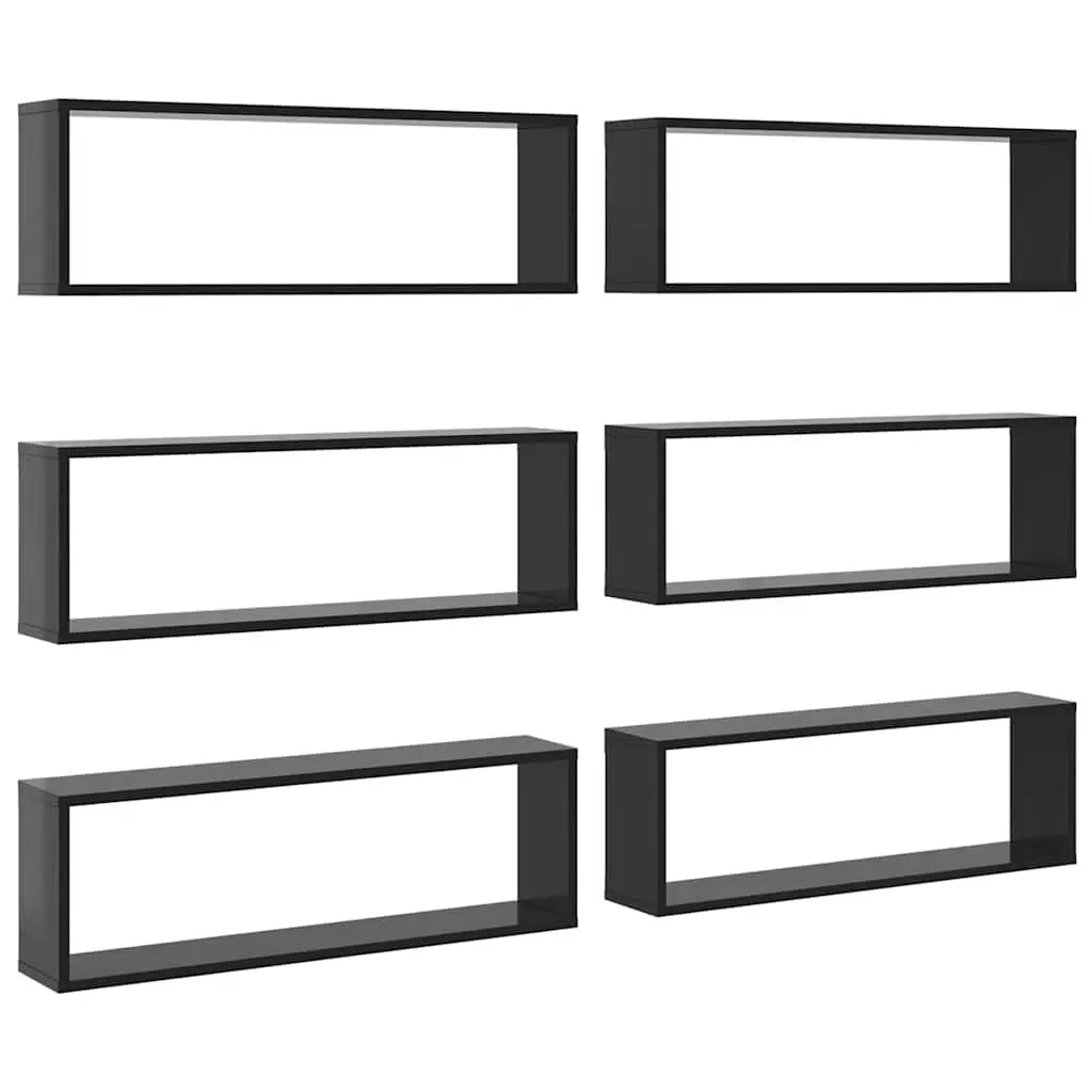 Wall Cube Shelves Grey 6 Piece Floating Shelving Unit Engineered Wood