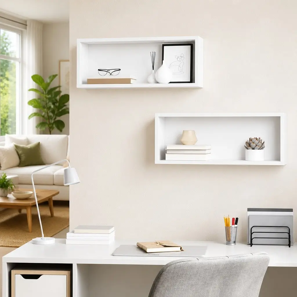 Wall Cube Shelves White Floating Storage Display Shelving Unit 2 Piece Engineered Wood