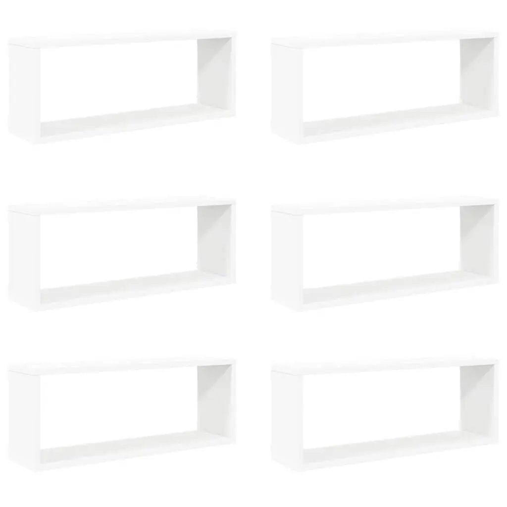 Wall Cube Shelves White 6 Piece Set Engineered Wood Storage Display Floating Shelving Unit
