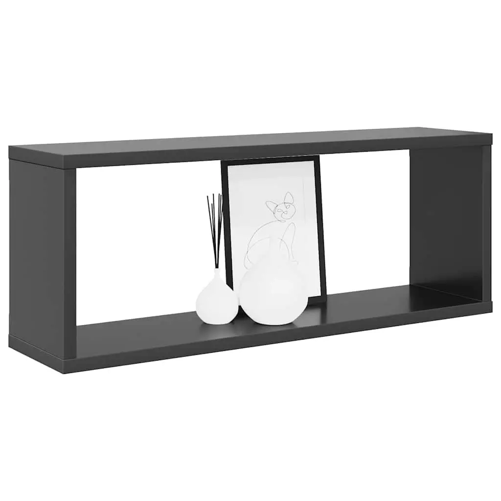 Wall Cube Shelves Grey Floating Storage Display Organizer 6 Piece Engineered Wood
