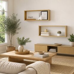 Sonoma Oak Floating Cube Shelves Set of 2