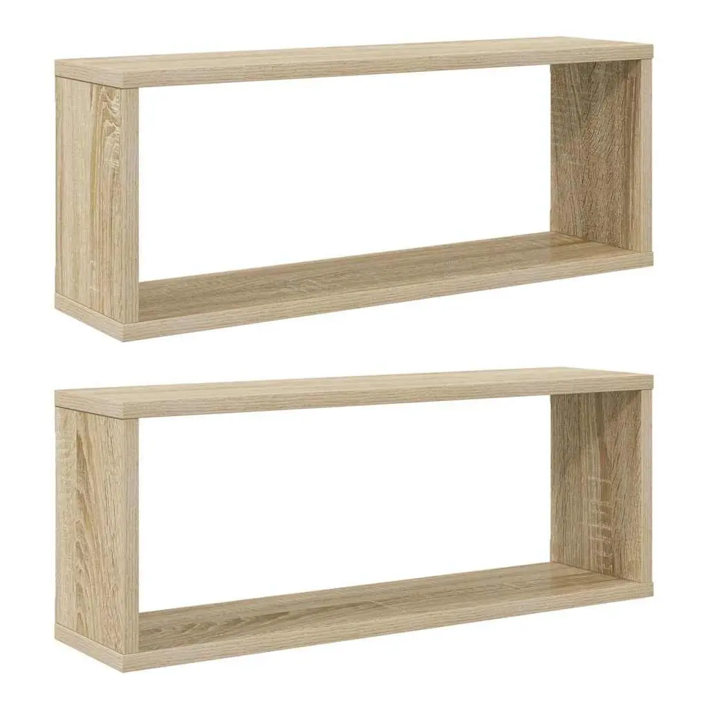 Wall Cube Shelves Sonoma Oak Floating Shelving Unit 60 x 15 x 23 cm Engineered Wood Set of 2