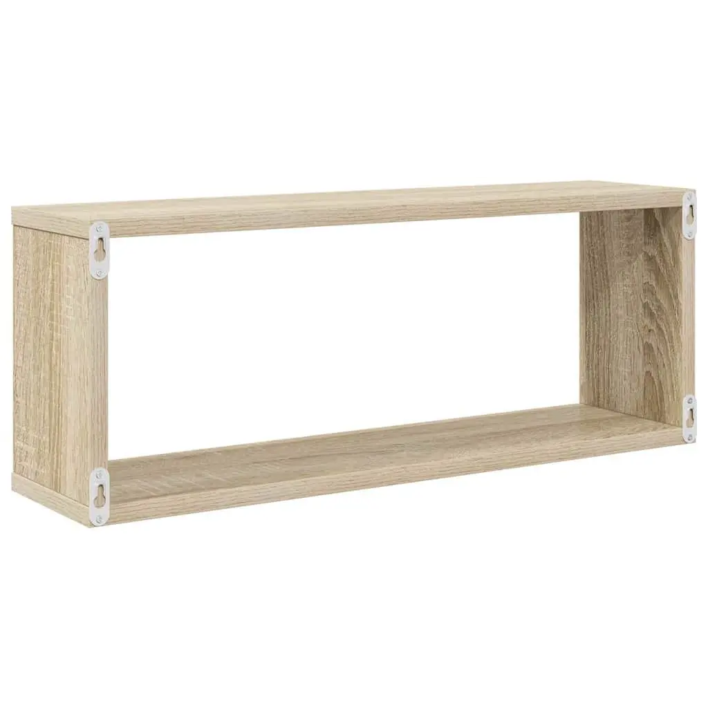 Wall Cube Shelves Sonoma Oak Floating Shelving Unit 60 x 15 x 23 cm Engineered Wood Set of 2