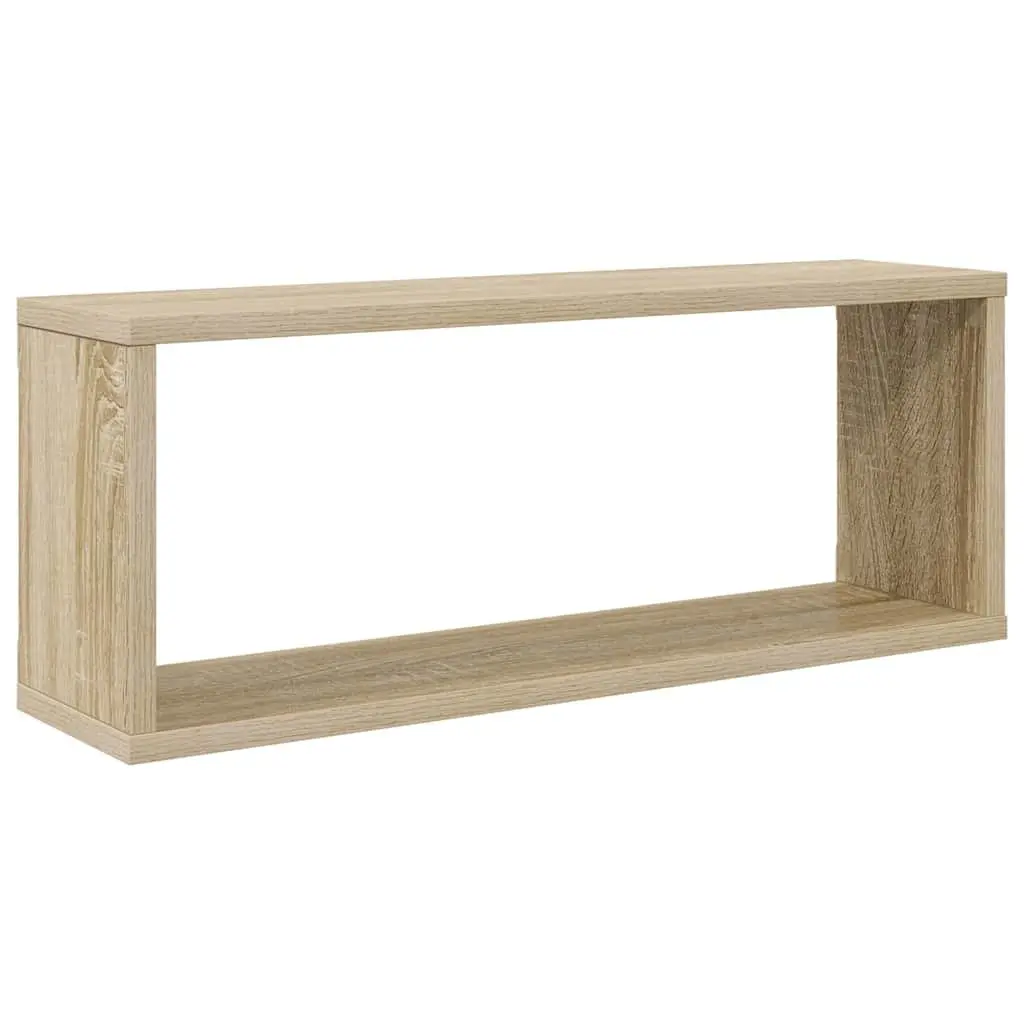 Wall Cube Shelves Brown Floating Storage Display Organiser Set of 4 Engineered Wood 60W x 15D x 23H cm