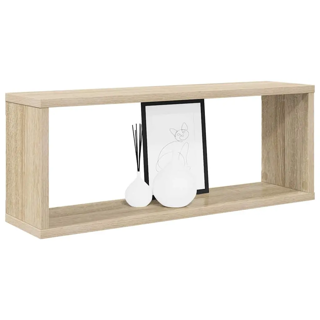 Wall Cube Shelves Brown Floating Storage Display Organiser Set of 4 Engineered Wood 60W x 15D x 23H cm