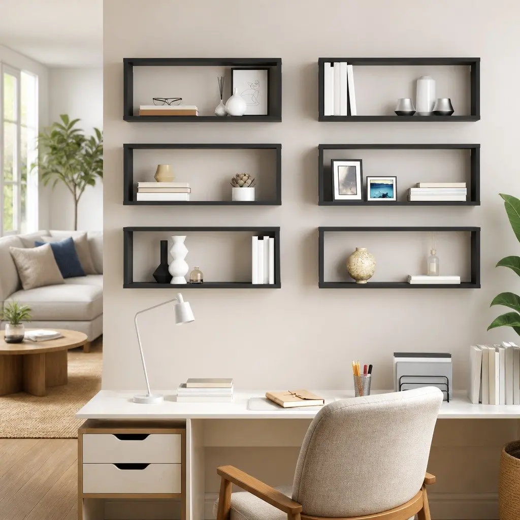 Wall Cube Shelves Grey Floating Shelving Set 6 Pieces Engineered Wood