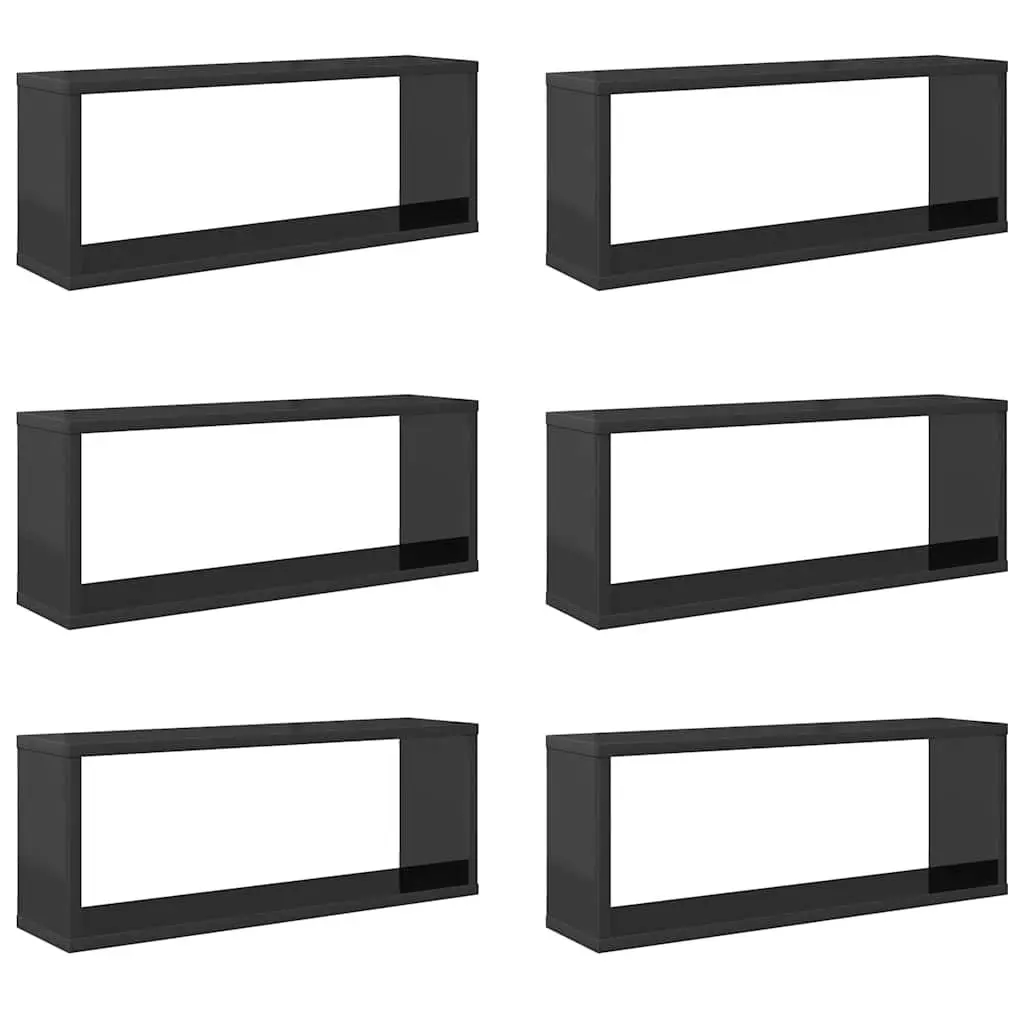 Wall Cube Shelves Grey Floating Shelving Set 6 Pieces Engineered Wood
