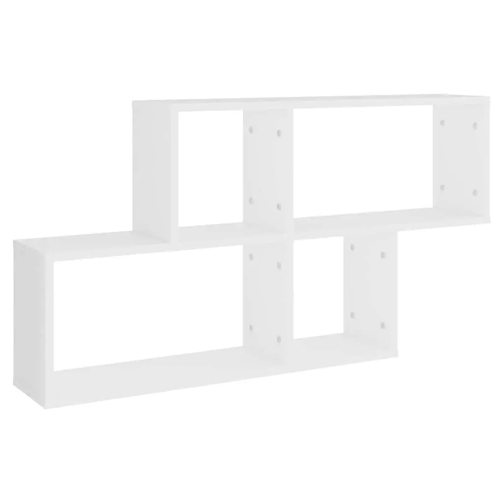 White Wall Shelf Cube Storage Display Unit Modern Home Decor 100 x 18 x 53 cm Engineered Wood