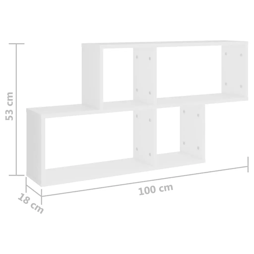 White Wall Shelf Cube Storage Display Unit Modern Home Decor 100 x 18 x 53 cm Engineered Wood