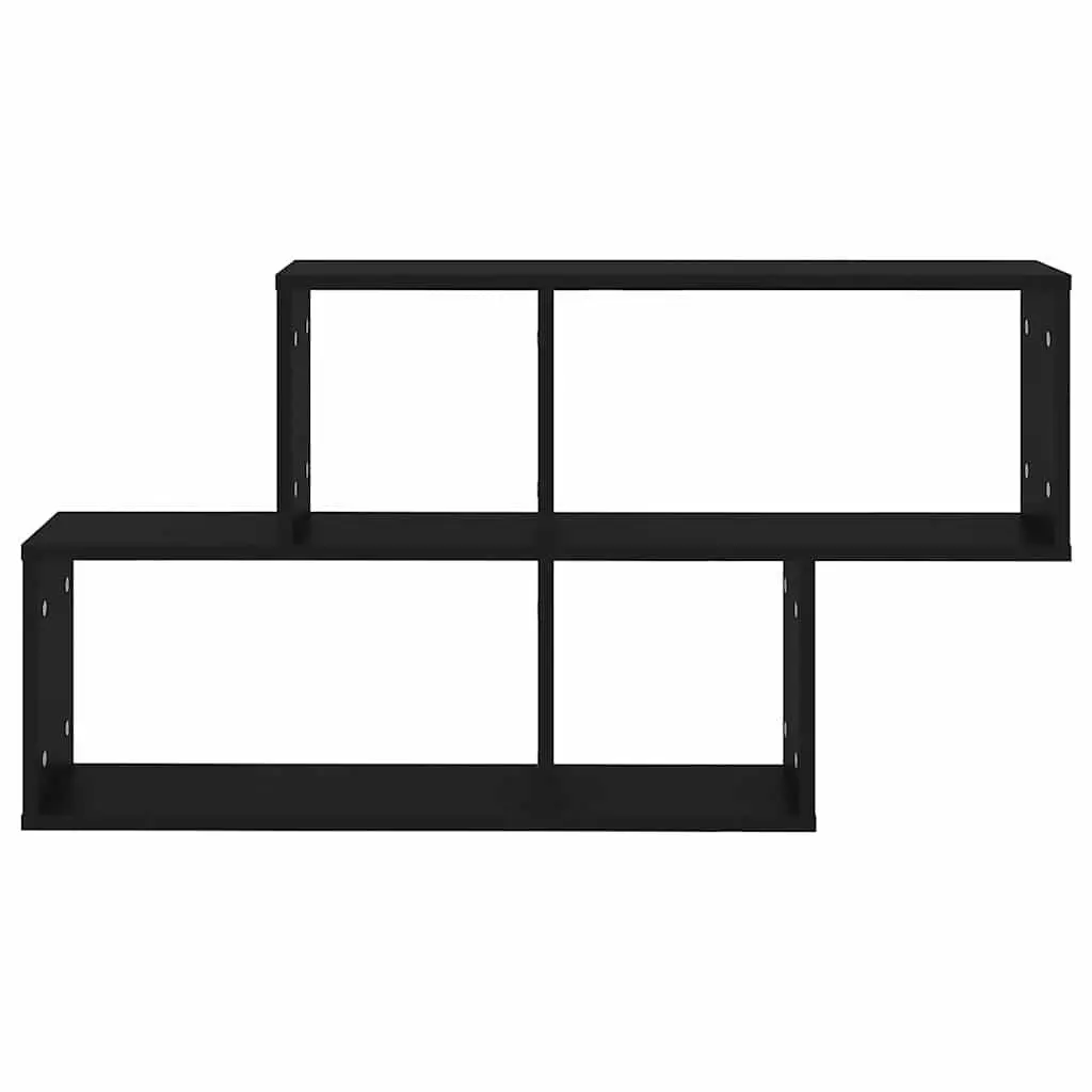 Wall Shelf Black Floating Display Storage Cube Organizer Engineered Wood 100x18x53cm