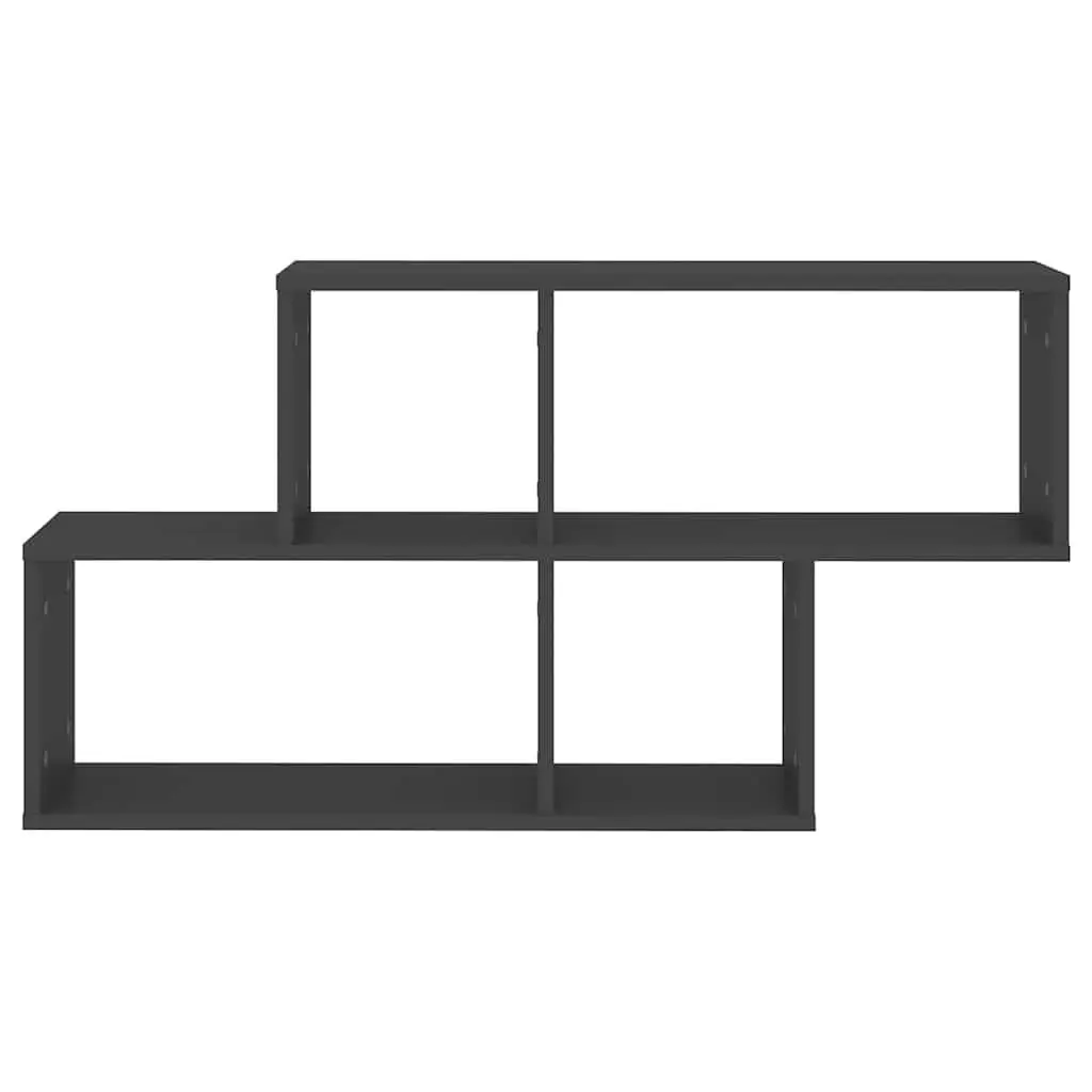 Wall Shelf Grey Floating Display Cube Storage Shelving Unit Engineered Wood 100 x 18 x 53 cm