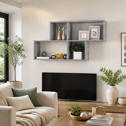 Grey Concrete Wall Shelf for Display and Storage