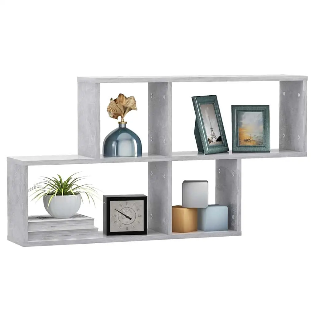 Wall Shelf Engineered Wood Concrete Grey 100x18x53cm Display Storage Organizer