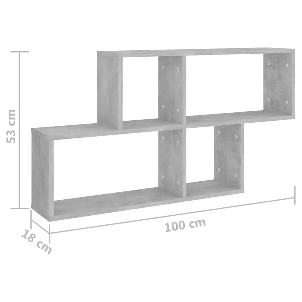 Wall Shelf Engineered Wood Concrete Grey 100x18x53cm Display Storage Organizer