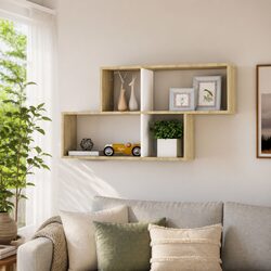 White Sonoma Oak Engineered Wood Wall Shelf