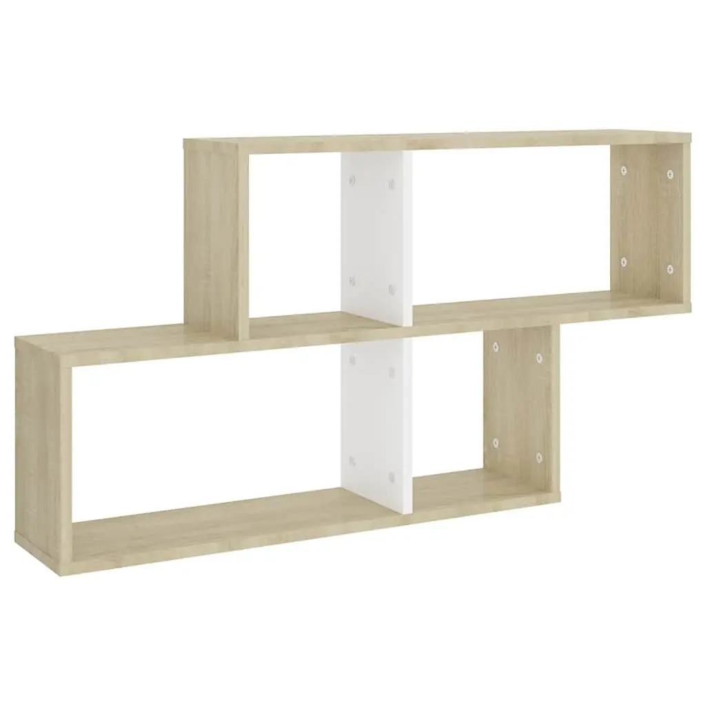 Wall Shelf White Sonoma Oak Engineered Wood Cube Display Storage