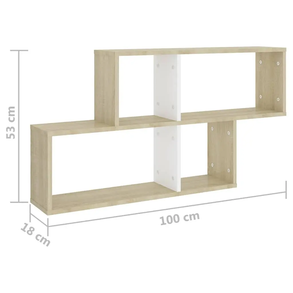 Wall Shelf White Sonoma Oak Engineered Wood Cube Display Storage