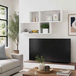 Floating White Wall Shelf Cube Storage for Home Decor