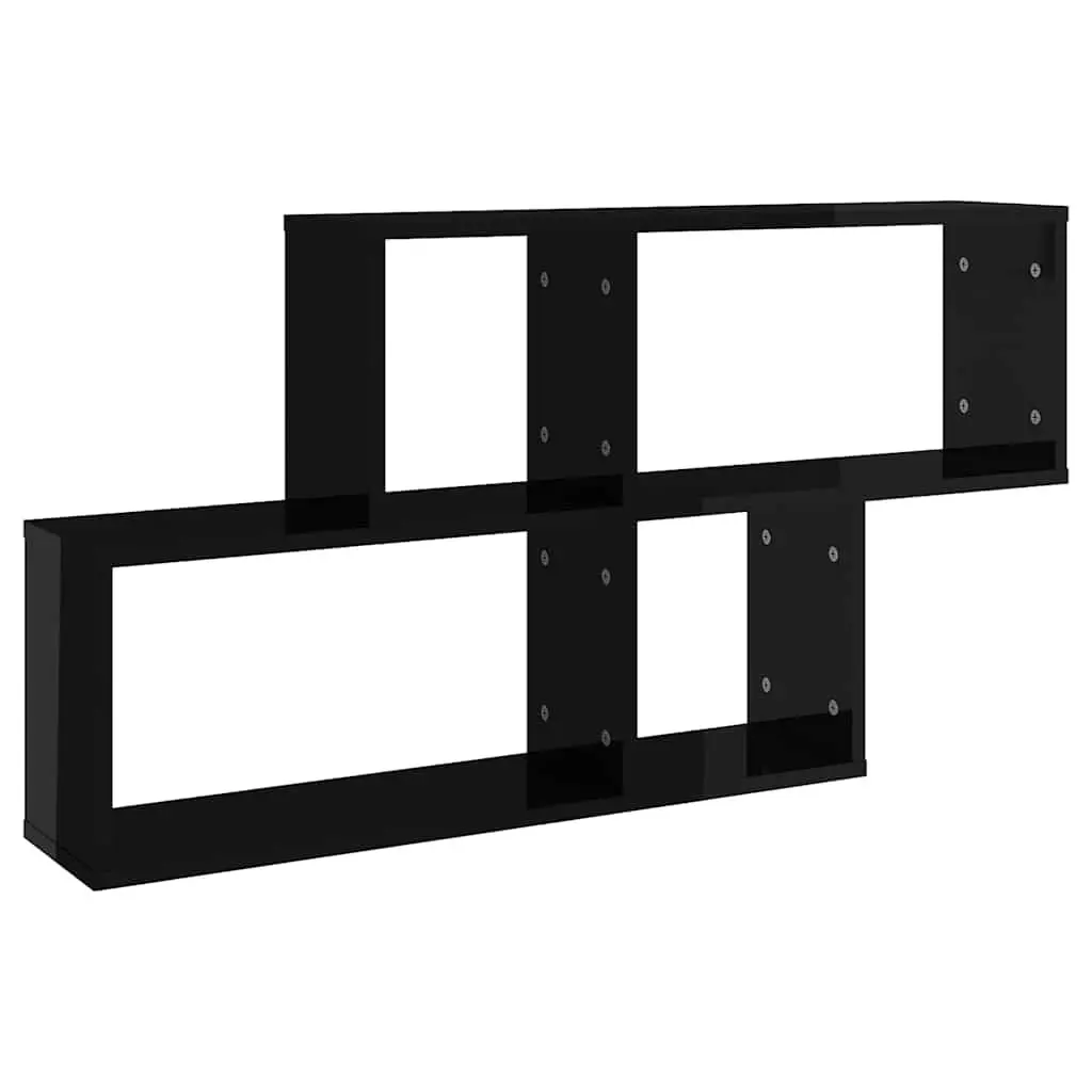 Wall Shelf High Gloss Black Floating Storage Unit 100 x 18 x 53 cm Engineered Wood