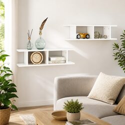 White Floating Cube Shelves for Cozy Display