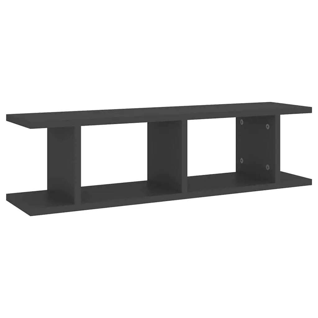 Wall Shelves Grey Floating Cube Shelf 2 Piece Engineered Wood Storage Home Decor Living Room