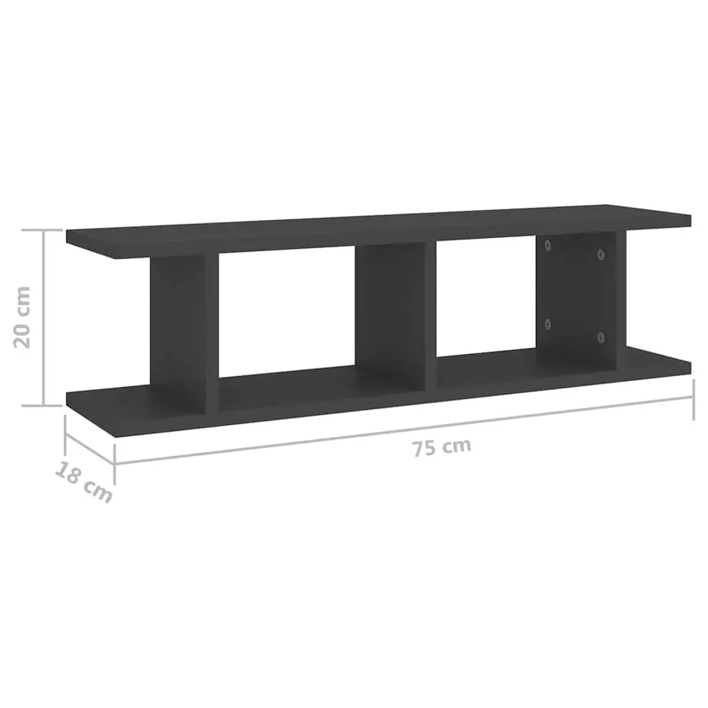 Wall Shelves Grey Floating Cube Shelf 2 Piece Engineered Wood Storage Home Decor Living Room