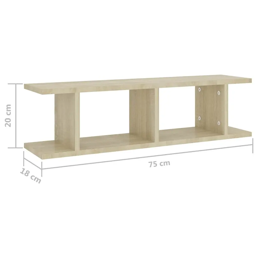 Wall Shelves Brown Floating 75 x 18 x 20 cm Engineered Wood