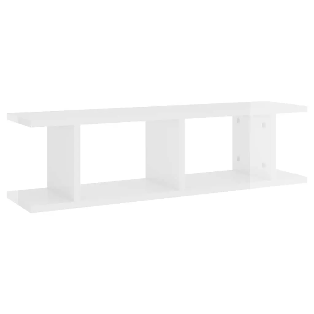 Wall Shelves High Gloss White 75 x 18 x 20 cm Engineered Wood 2 Piece Floating Display Cube Shelf Home Storage