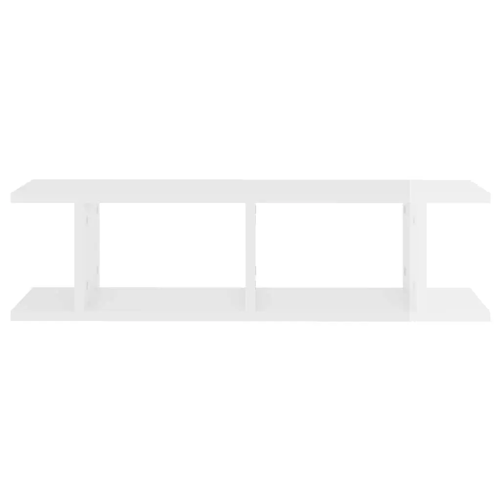 Wall Shelves High Gloss White 75 x 18 x 20 cm Engineered Wood 2 Piece Floating Display Cube Shelf Home Storage