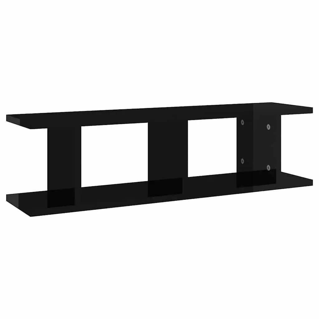 Wall Shelves Black Floating Cube Shelf 2 Piece Set Engineered Wood