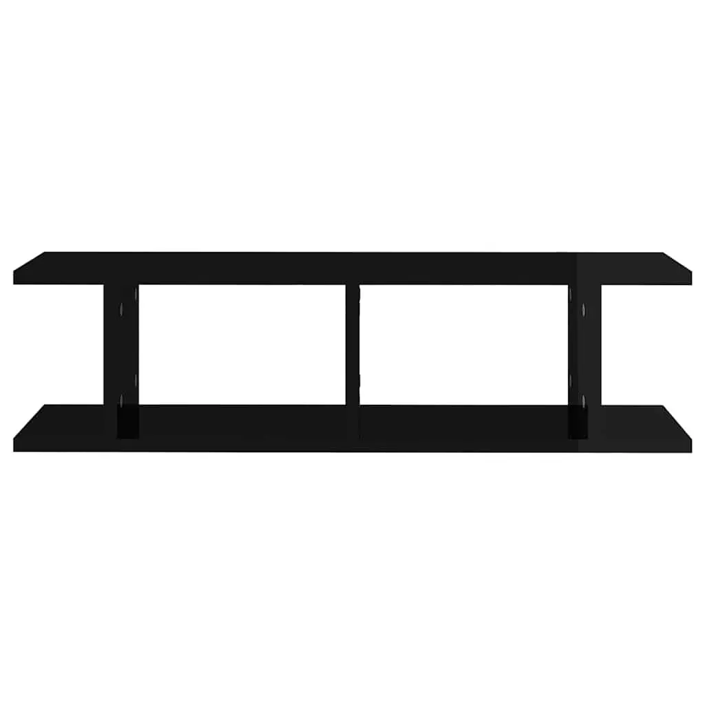 Wall Shelves Black Floating Cube Shelf 2 Piece Set Engineered Wood
