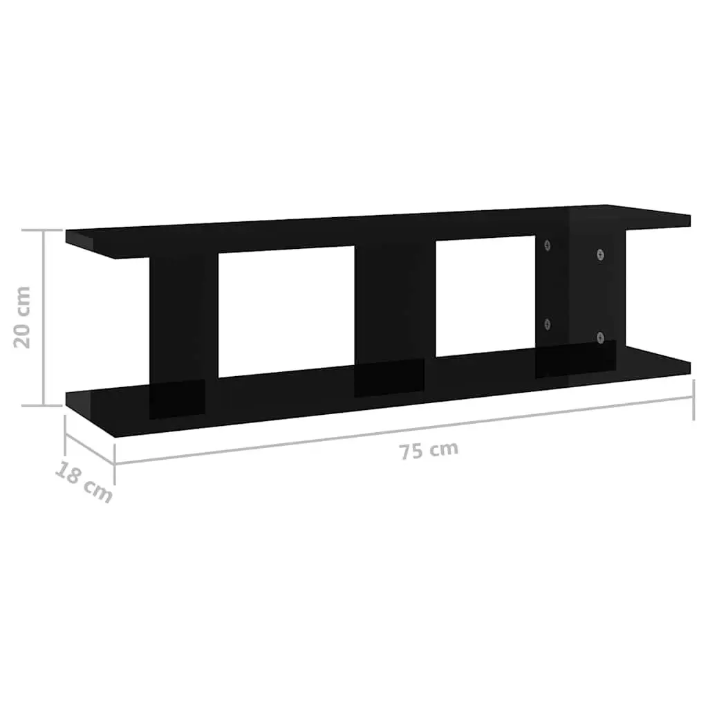 Wall Shelves Black Floating Cube Shelf 2 Piece Set Engineered Wood