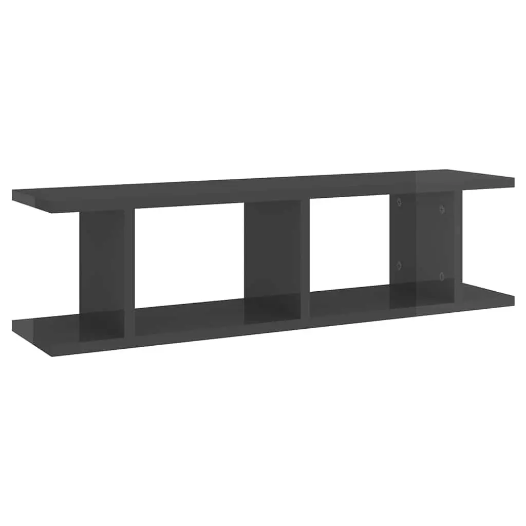 Wall Shelves Grey Floating Display Cube Storage Engineered Wood 75 x 18 x 20 cm
