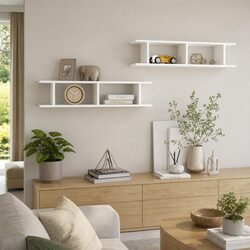 Floating White Wall Shelf 90x18x20cm for Display