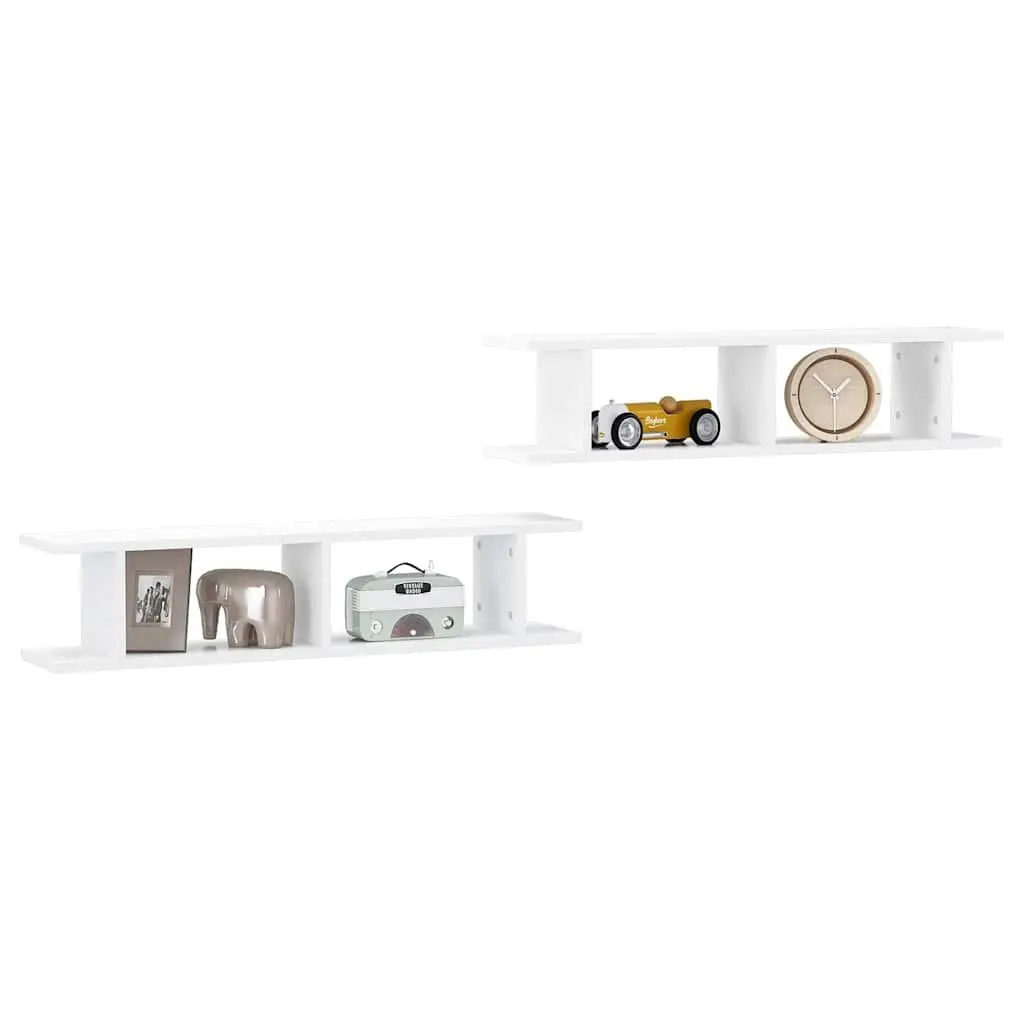 Floating Wall Shelf White 90x18x20cm Engineered Wood Display Cube Storage Shelves