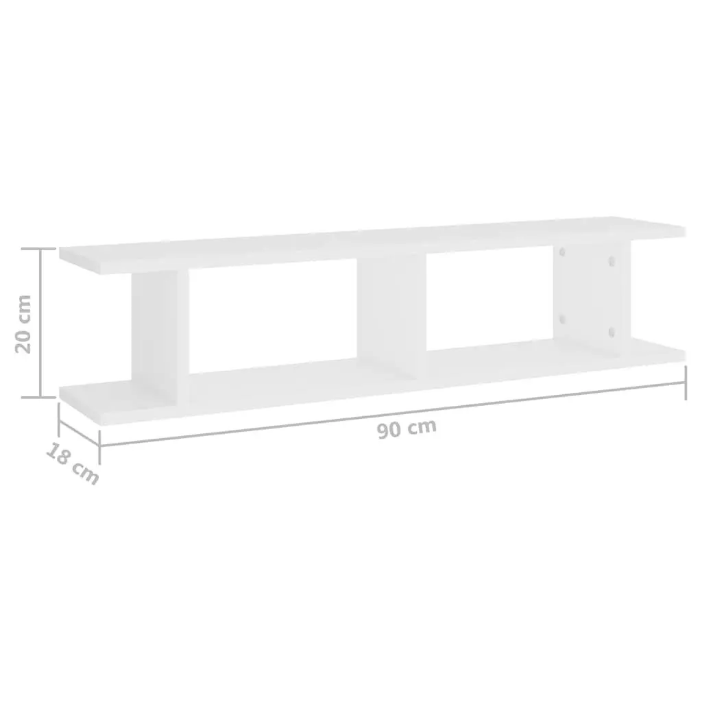 Floating Wall Shelf White 90x18x20cm Engineered Wood Display Cube Storage Shelves