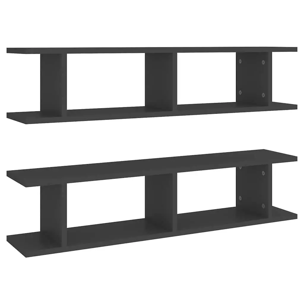 Wall Shelves Grey 90x18x20 cm Engineered Wood Floating Display Cube Storage Unit 2 pcs