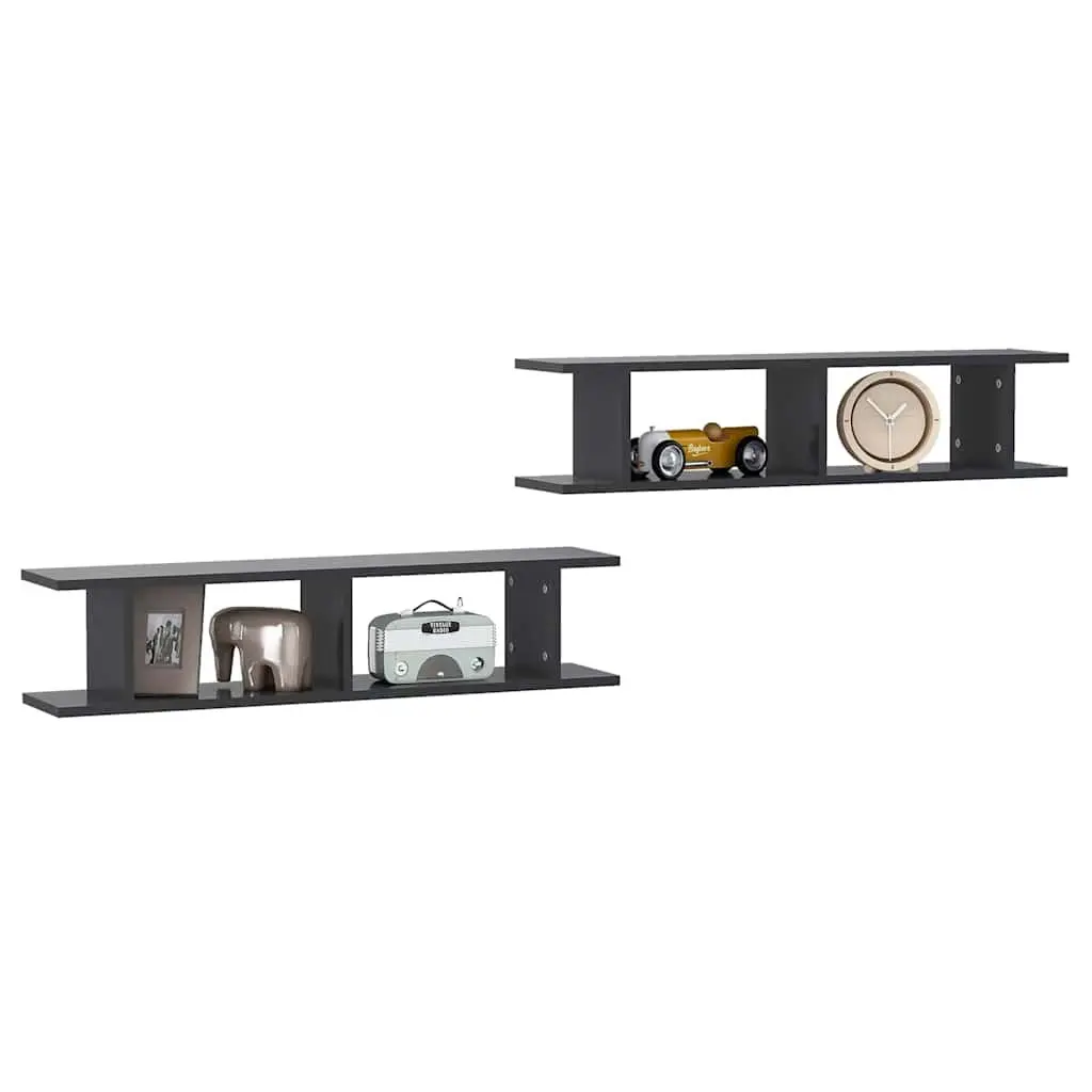 Wall Shelves Grey 90x18x20 cm Engineered Wood Floating Display Cube Storage Unit 2 pcs