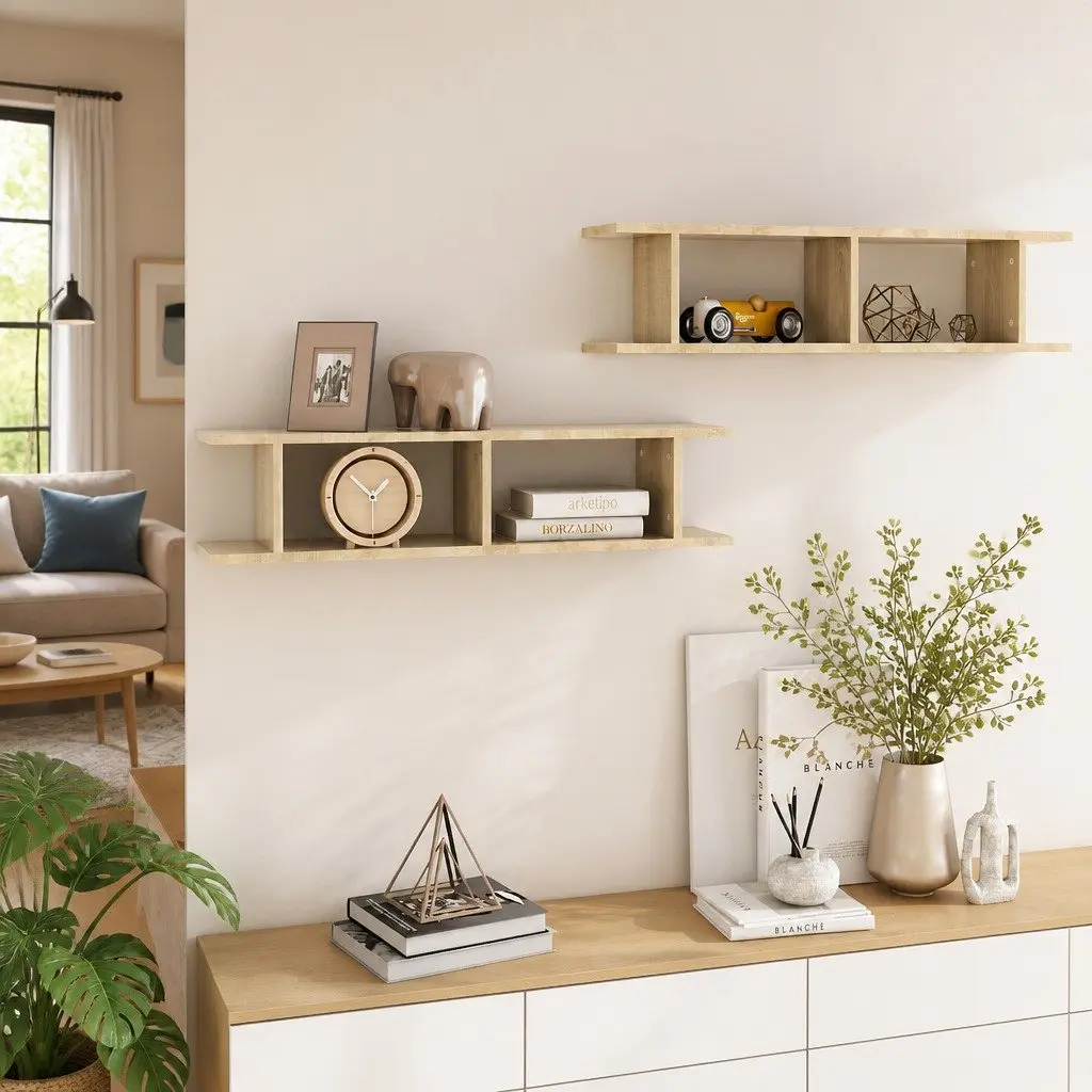 Wall Shelves Brown Cube Display Storage 90 x 18 x 20 cm Engineered Wood